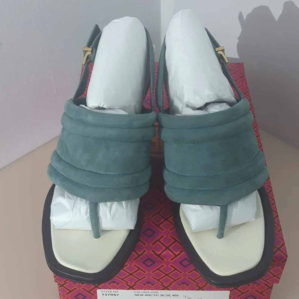 Tory Burch $400 Puffy Wedge Sandals Pumps Heels Arctic Blue 10 FEELS LIKE 9.5